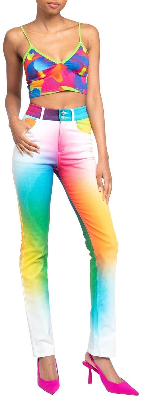 BruceGlen Womens Printed Flare Jean, Color Code, 2